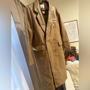 Oak and fort faux leather long coat